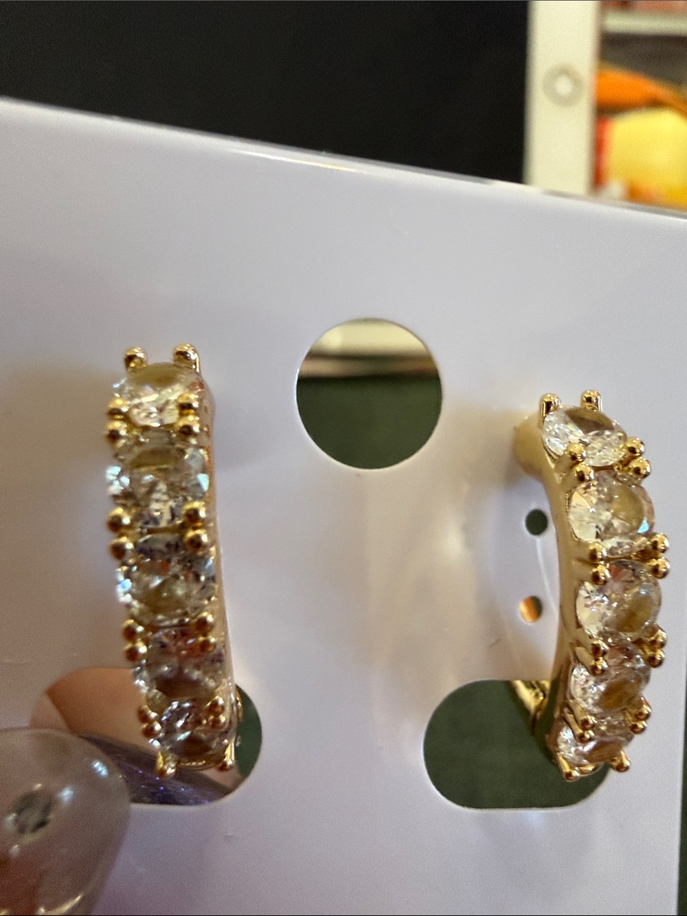 Gold Crystal Hoop Earrings - Sparkling Clear Stones
